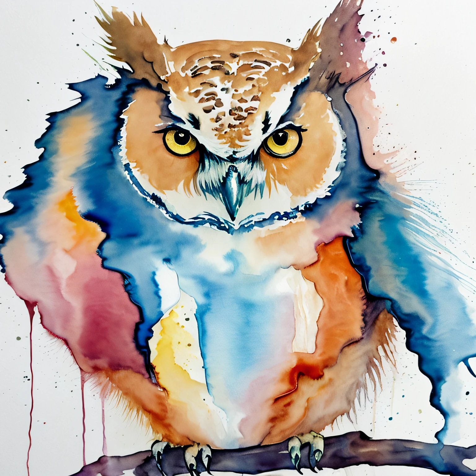 Watercolor of three owls with orange eyes, cute owl, Watercolor illustration, illustration!, an owl, with a cute fluffy owl, Watercolor painting, watercolor paiting, Magnificent Art, aquarelle, radiant owl, waterpaint art, beautiful art, rich aquarel, owl feathers, water color art, watercolor colored painting, watercolor paiting, WaterColor style, canvas art print, Watercolor painting style