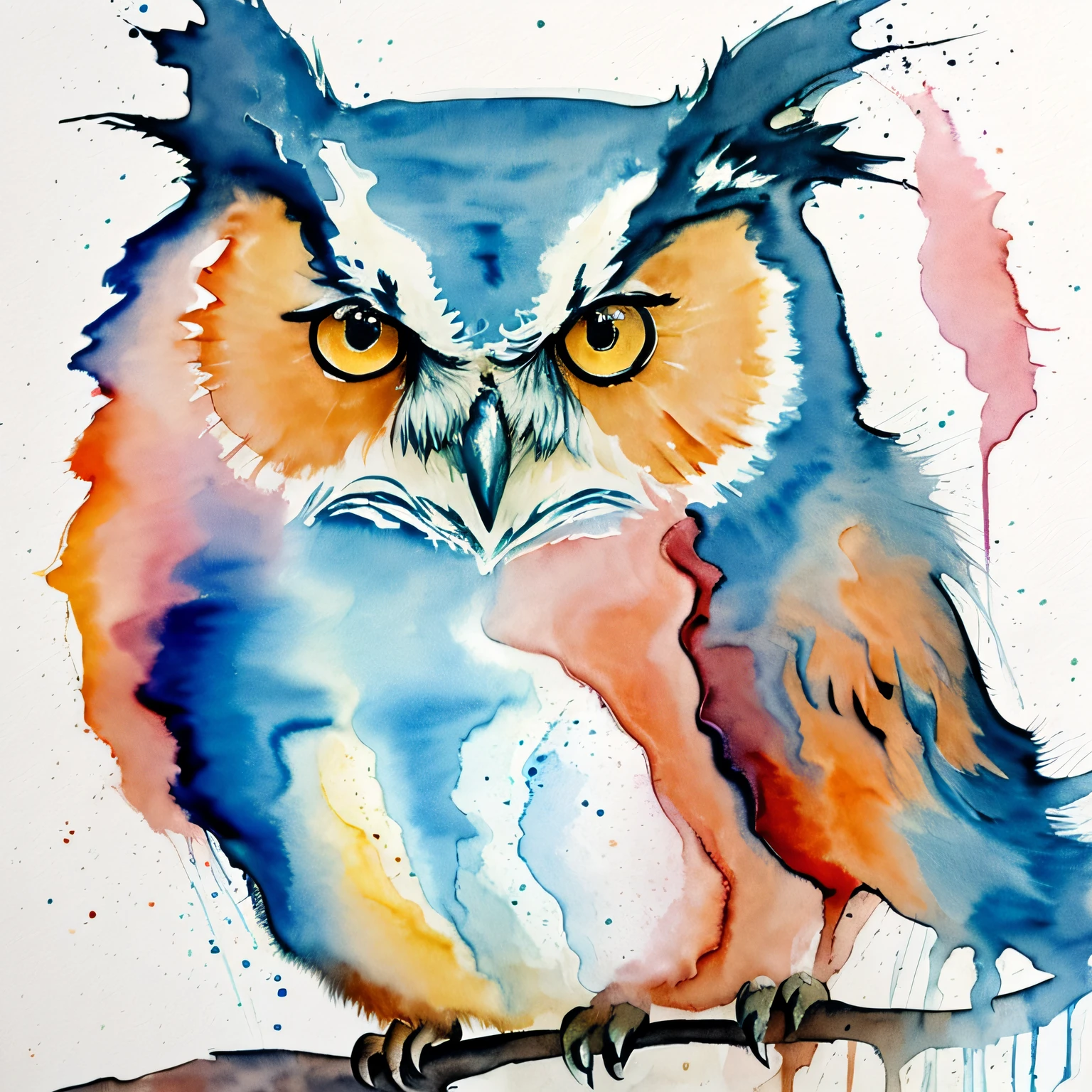 Watercolor of three owls with orange eyes, cute owl, Watercolor illustration, illustration!, an owl, with a cute fluffy owl, Watercolor painting, watercolor paiting, Magnificent Art, aquarelle, radiant owl, waterpaint art, beautiful art, rich aquarel, owl feathers, water color art, watercolor colored painting, watercolor paiting, WaterColor style, canvas art print, Watercolor painting style