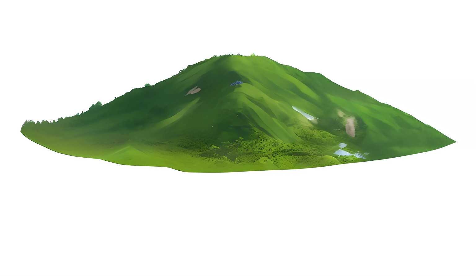 A mountain peak in the distance，Green vegetation above，4k，Realiy