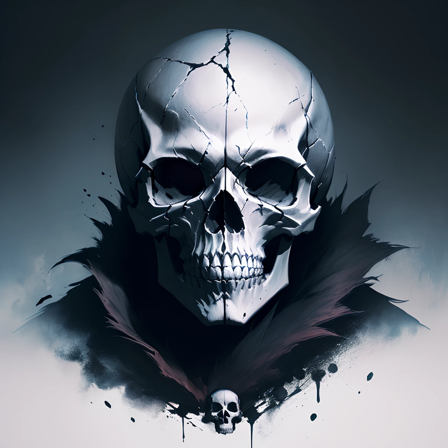 Dark brooding skull spooky