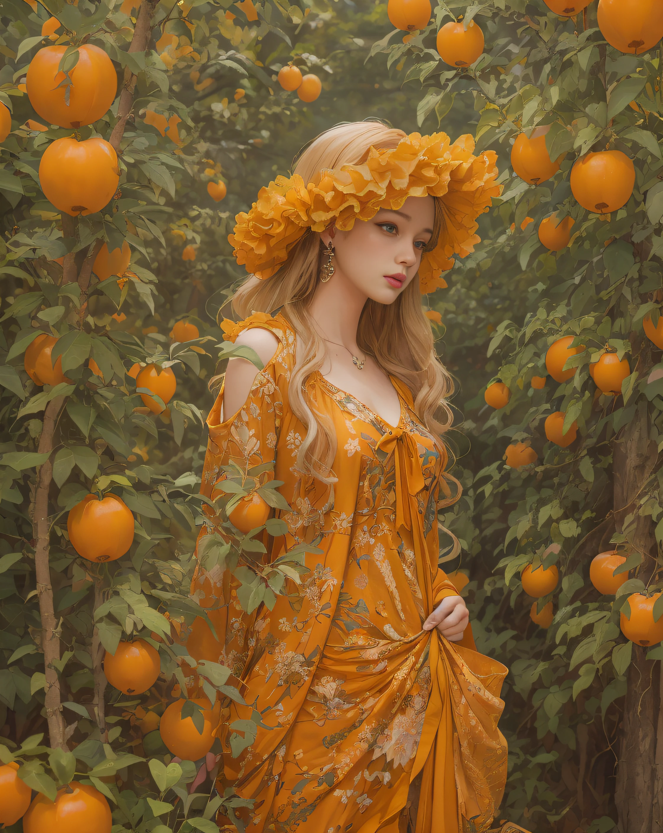 (best quality,masterpiece:1.2),ultra-detailed,(realistic,photorealistic,photo-realistic:1.37),oil painting,garden paradise,beautiful detailed eyes,beautiful detailed lips,detailed face,long eyelashes,serene expression,vibrant colors,sunlight streaming through the trees,lush green foliage,flowing dress,peaceful atmosphere,faint aroma of flowers,gentle breeze,harmonious composition,immaculate skin,soft and flowing hair,subtle highlights and shadows,artistic brushstrokes,happy and relaxed posture,birds chirping in the background,soft natural lighting,captivating and enchanting scenery