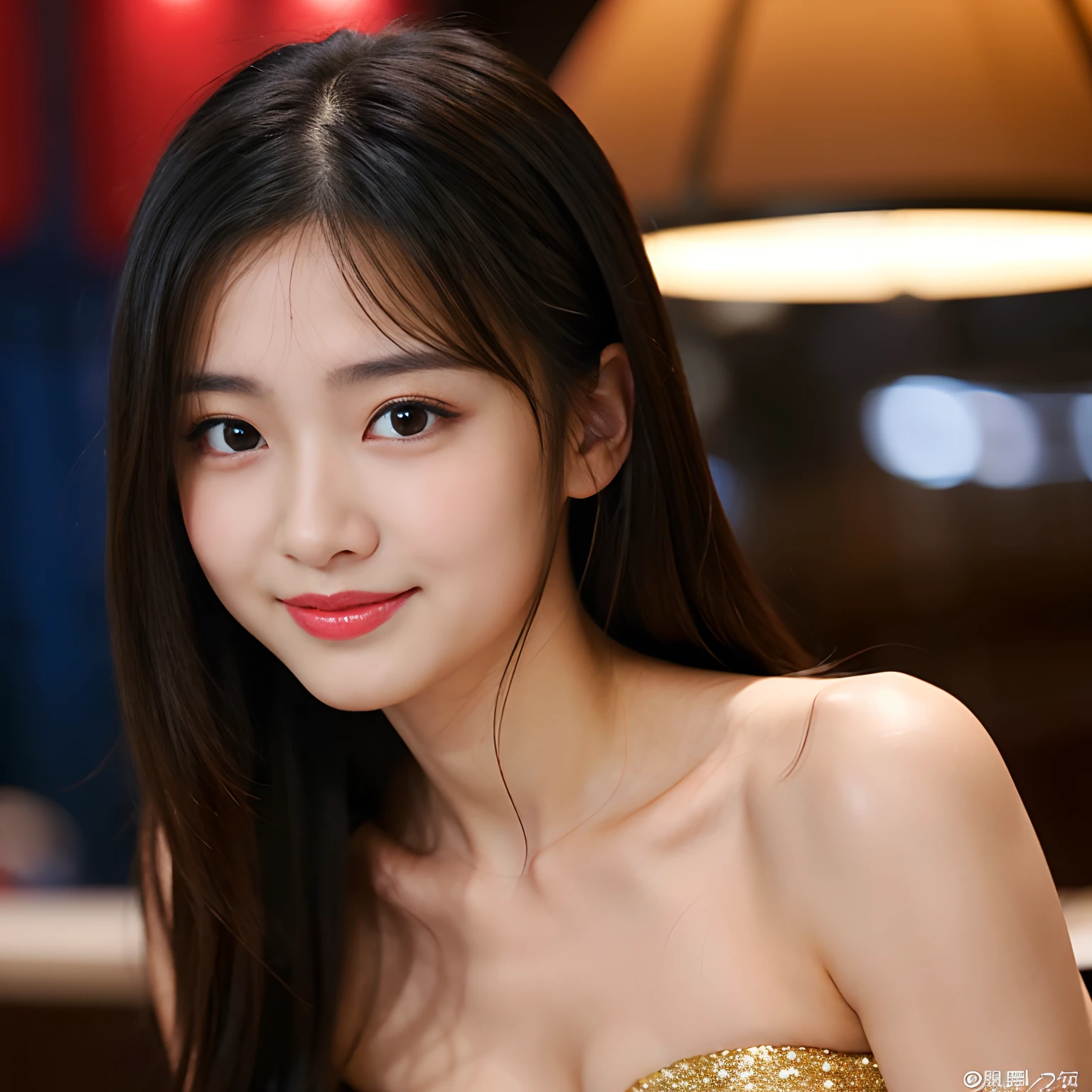 Best-quality, Masterpiece, Ultra-High-Resolution, (Photorealistic:1.4), Raw-Photo, Extremely-details, 

1girl, 20-years-old, the most popular Japanese actress, drunk, looking at viewer, having a lot of fun at hotel bar, 

extremely beautiful face like the most famous Japanese actress, amazingly beautiful big black eyes, very beautiful attractive lips, very beautiful black hair, very beautiful realistic skins, very beautiful shoulder, very sexy and perfect body,  

wearing only gorgeous evening dress, 
pretty charming smile,

detailed gorgeous evening dress, detailed face, detailed eyes, detailed lips, detailed hair, detailed skins, detailed shoulder, detailed body