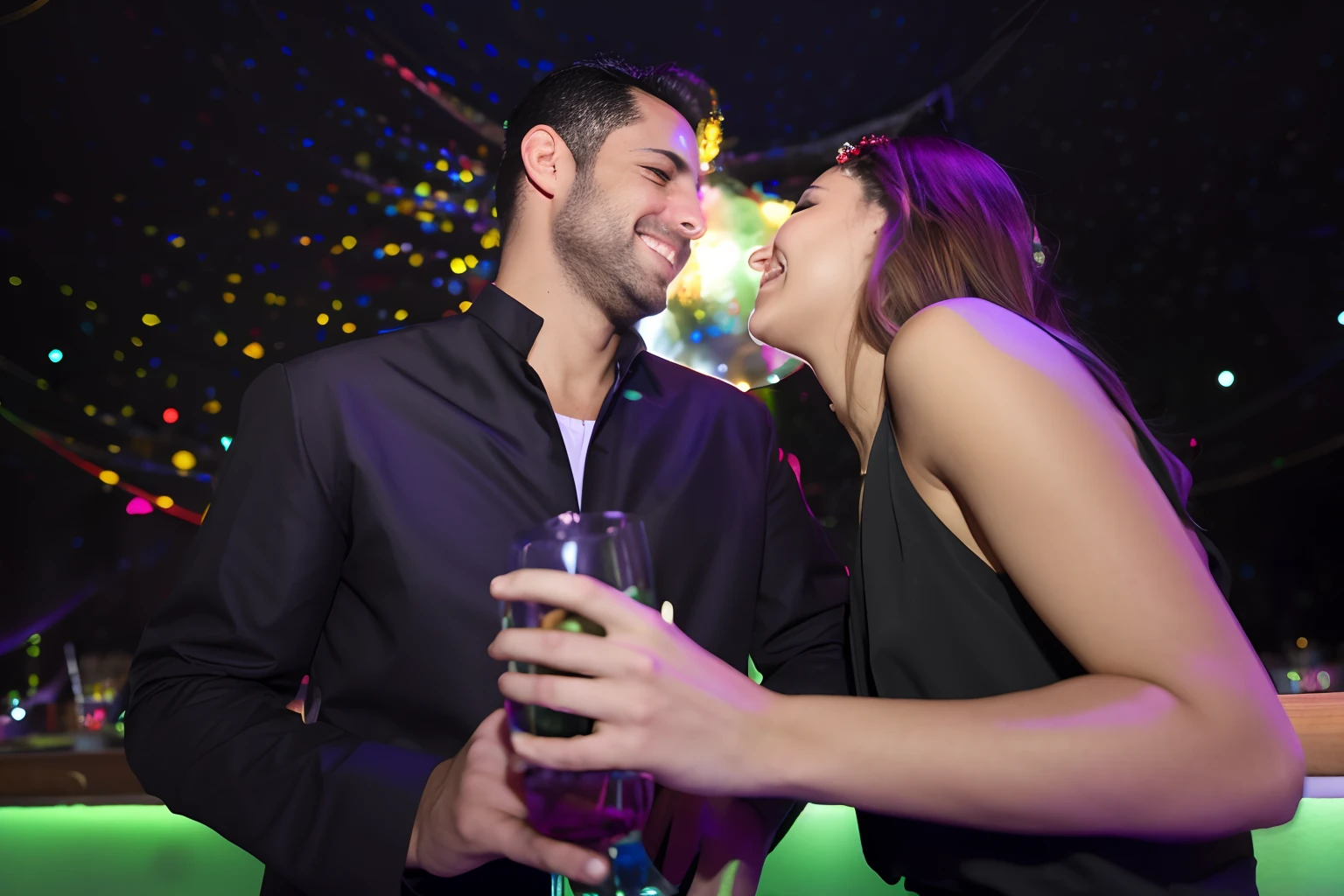 They're having a good time at the party, en una discoteca, Coqueteando, coqueteo intenso, Lower angle, coqueteando sonriendo, 188216907, Vida nocturna, Couple kissing, Celebrar un matrimonio ilegal, istock, por Robert Medley, romance, Mejorado digitalmente, pasar un buen rato, man, exclusivo, Pareja feliz, Imagen de archivo, Baile en pareja