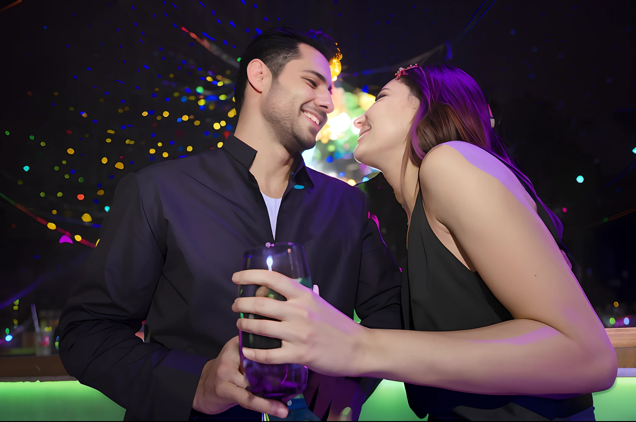 They're having a good time at the party, en una discoteca, Coqueteando, coqueteo intenso, Lower angle, coqueteando sonriendo, 188216907, Vida nocturna, Couple kissing, istock, por Robert Medley, romance, Mejorado digitalmente, pasar un buen rato, man, exclusivo, Pareja feliz, Imagen de archivo, Baile en pareja, (La mejor calidad, 8k, 32K, Obra maestra, UHD: 1.3)