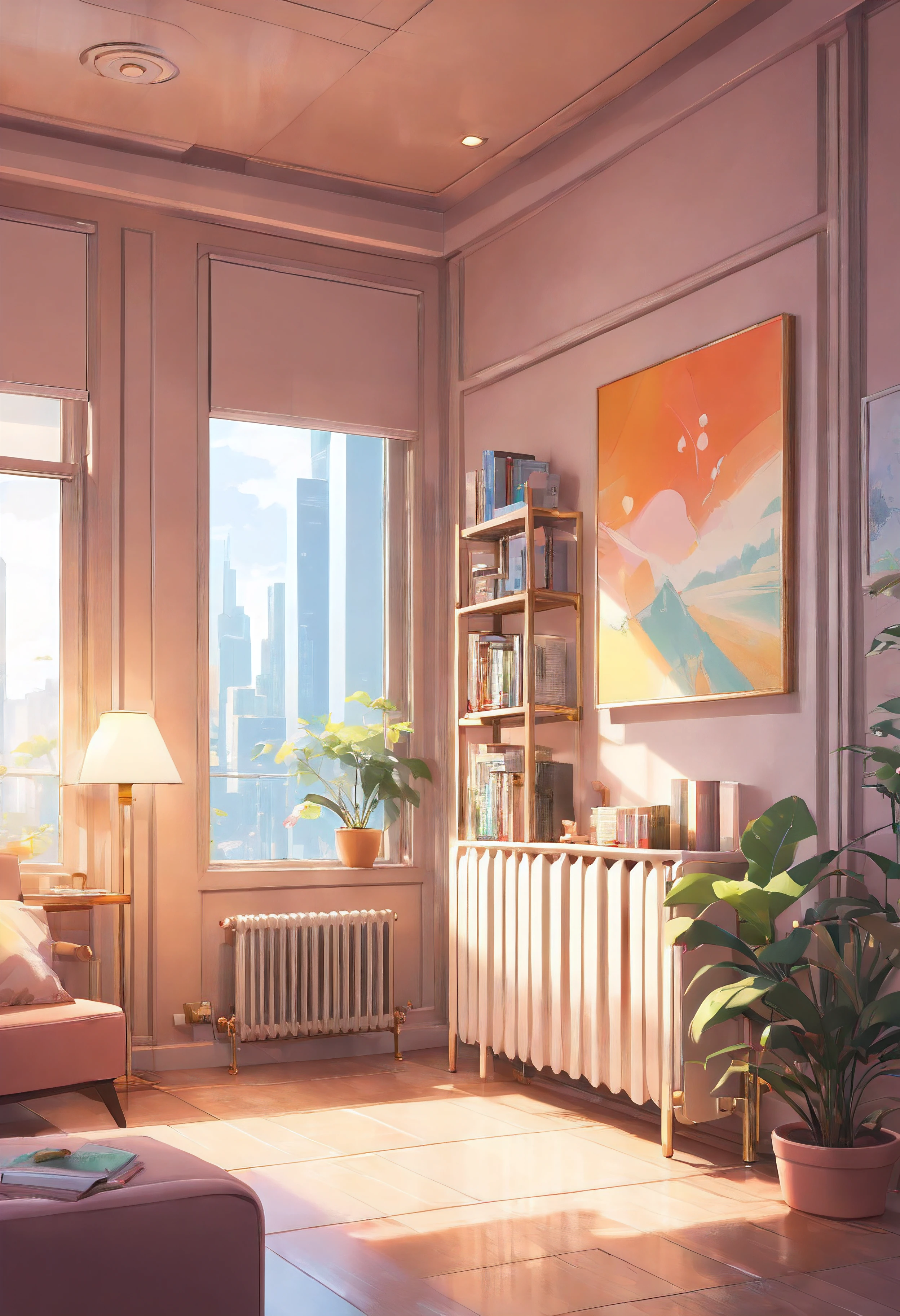 Huge radiators，Radiators on the front，Maximalism, It's snowing outside，Prompts can be generated as follows: "(Best quality,4K,8K,A high resolution,Masterpiece:1.2),Ultra-detailed,(Realistic,Photorealistic,photo-realistic:1.37，The strokes are delicate，Sharply defined),Close-up radiator，The radiators on the wall turn on to emit hot air，Do not cover the radiators，Clean walls，Modern home，Maximalism,A neat and orderly space,Bright and clean environment,warm and inviting atmosphere,contemporary design,Functional furniture,Minimal distractions,Calm and peaceful atmosphere,Soft color palette,Neutral tones,Simple and elegant style,Smooth lines and shapes,Intentional and purposeful arrangement，peacful,Visual harmony,Meticulous attention to detail,Inspiring and motivating environment,Peace of mind,Quiet and peaceful environment,A harmonious balance of function and aesthetics,Superior workmanship and quality,Clear and uncluttered space,Great for intellectual pursuits,There are no distracting or unnecessary elements,Clean and refreshing appearance,Compositions that are cohesive and visually appealing,The harmony of the subject with its surroundings,serene and inviting atmosphere." Be aware of： 1. Don't include any explanatory content，2. tags and commas","Separate 3. Tags are ranked from highest to lowest importance 4. The tag does not contain quotation marks""