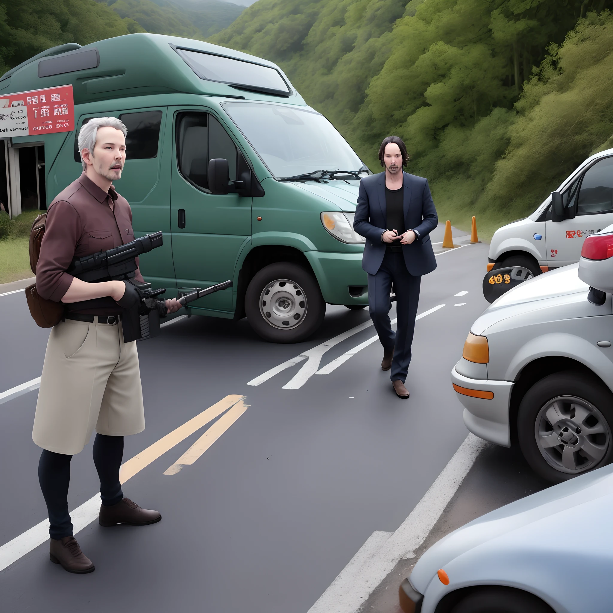 Conservationists blocking roads、Keanu Reeves shooting