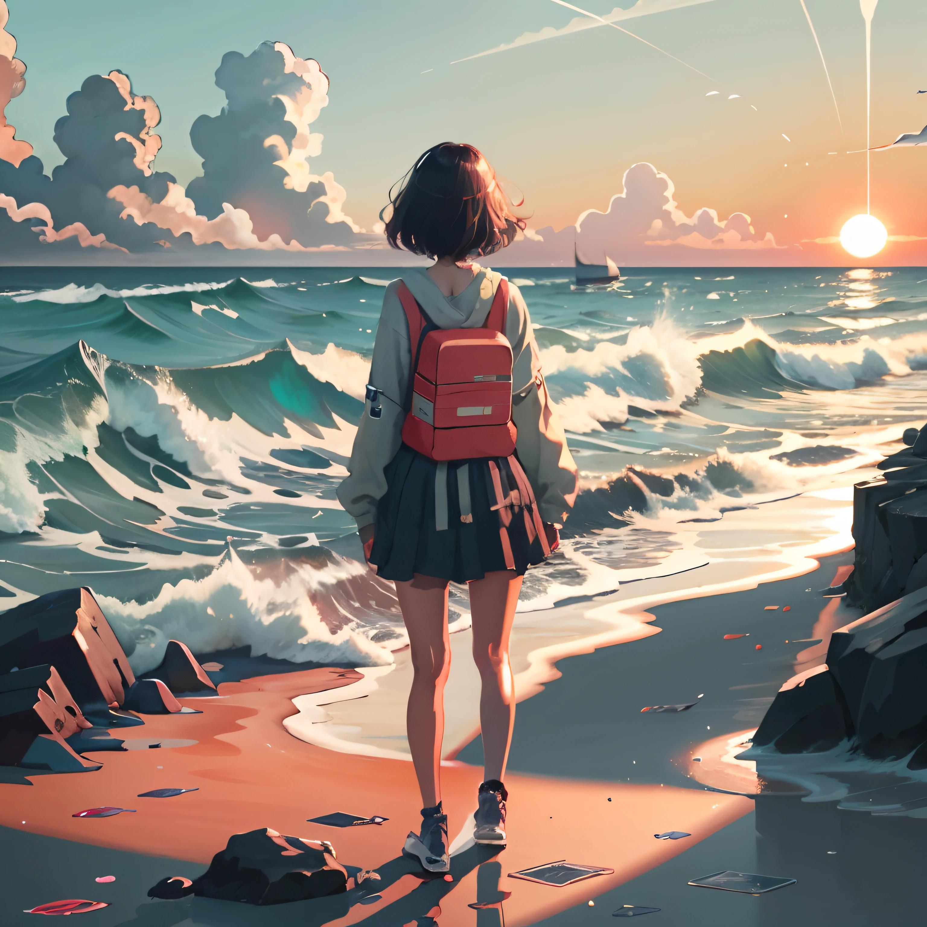 lofi, the ocean, dawn, girls