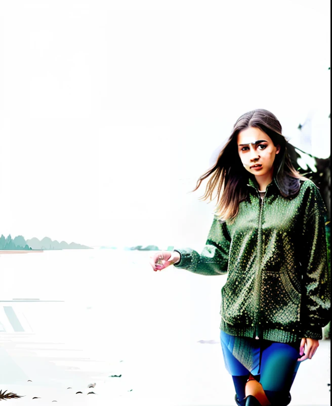 Girl in the forest after the rain