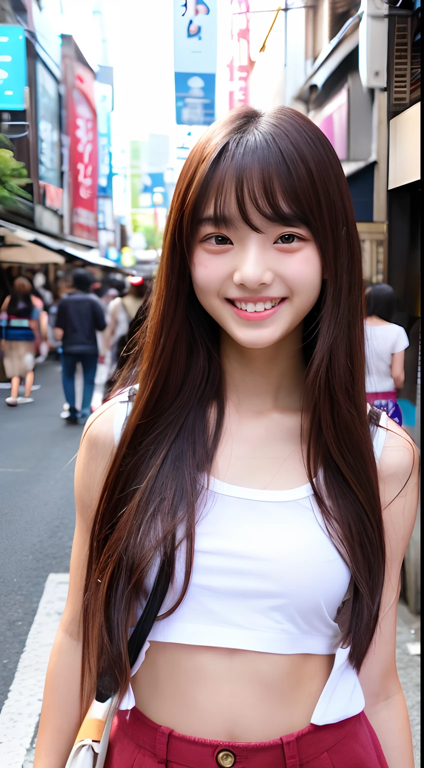 22 years old、kawaii、tall、hotpants、A little skin is exposed。a smile、Kaigan Street