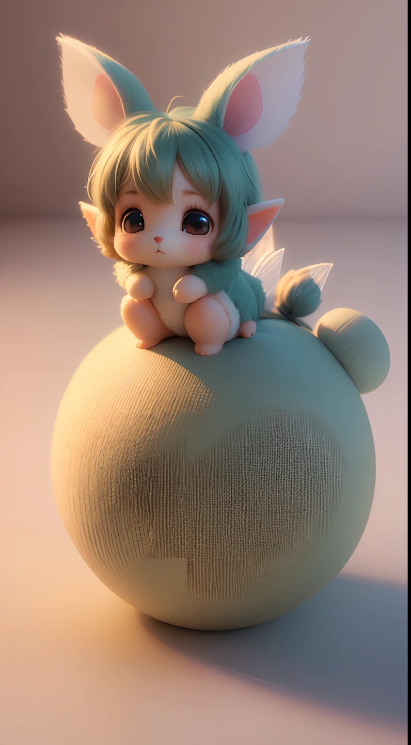 3D Chibi soft and fluffy pixie SMALL RABBIT 3D, by style of Bonnie Hetherington Robson, 8K, product photo, for wallpaper