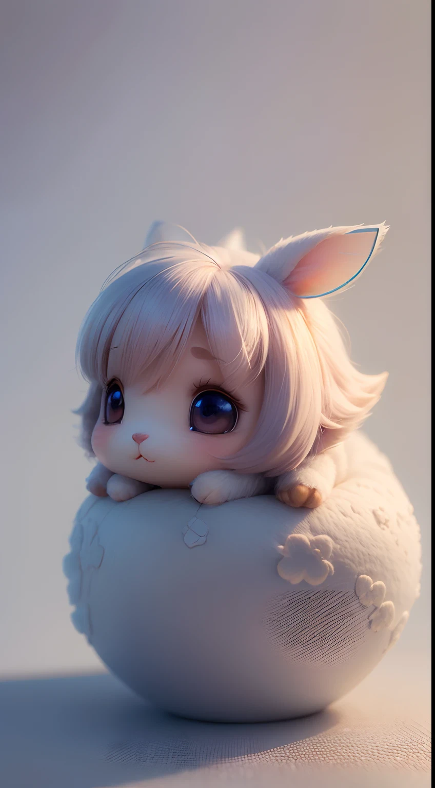 3D Chibi soft and fluffy pixie SMALL RABBIT 3D, by style of Bonnie Hetherington Robson, 8K, product photo, for wallpaper