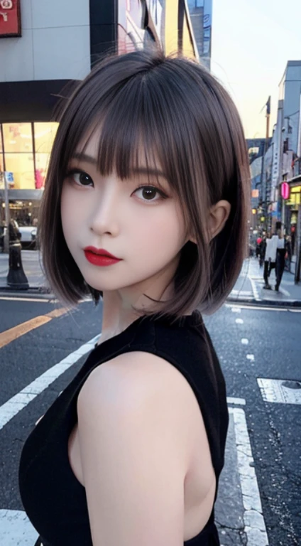 masterpiece、High-quality viewers、One beautiful model of JPNIODL、 only、Teapan、(Short bob cut with black hair:1.2)、 Young face、(Shy laughter:0.6),,,,、incredible high resolution、wide-angle lens、14mm lens、low angles、A detailed eye、Harajuku、Takeshita Street、slope、Cityscape at sunset、8K High Resolution、细致背景、 Black Gothic Lolita Fashion,Tindall Effect、Back lighting、Drawing with enhanced hair details、A detailed face、more hair、Detailed nose、Detailed mouth、Detailed body、Paint with added hair details、Dynamic Pose
