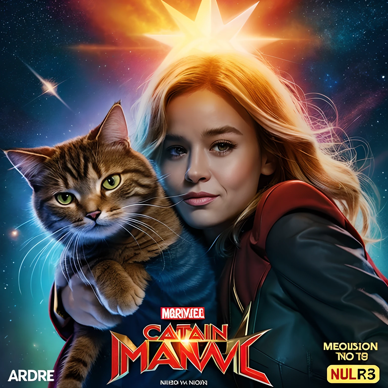 Captain Marvel and an extraterrestrial in the form of a cat