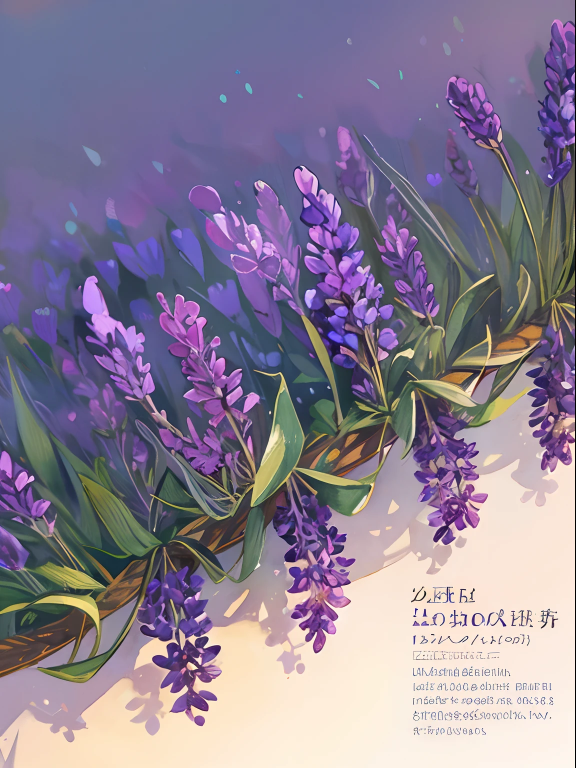 lavender illustration watercolor texture graphic technical drawing masterpiece top quality