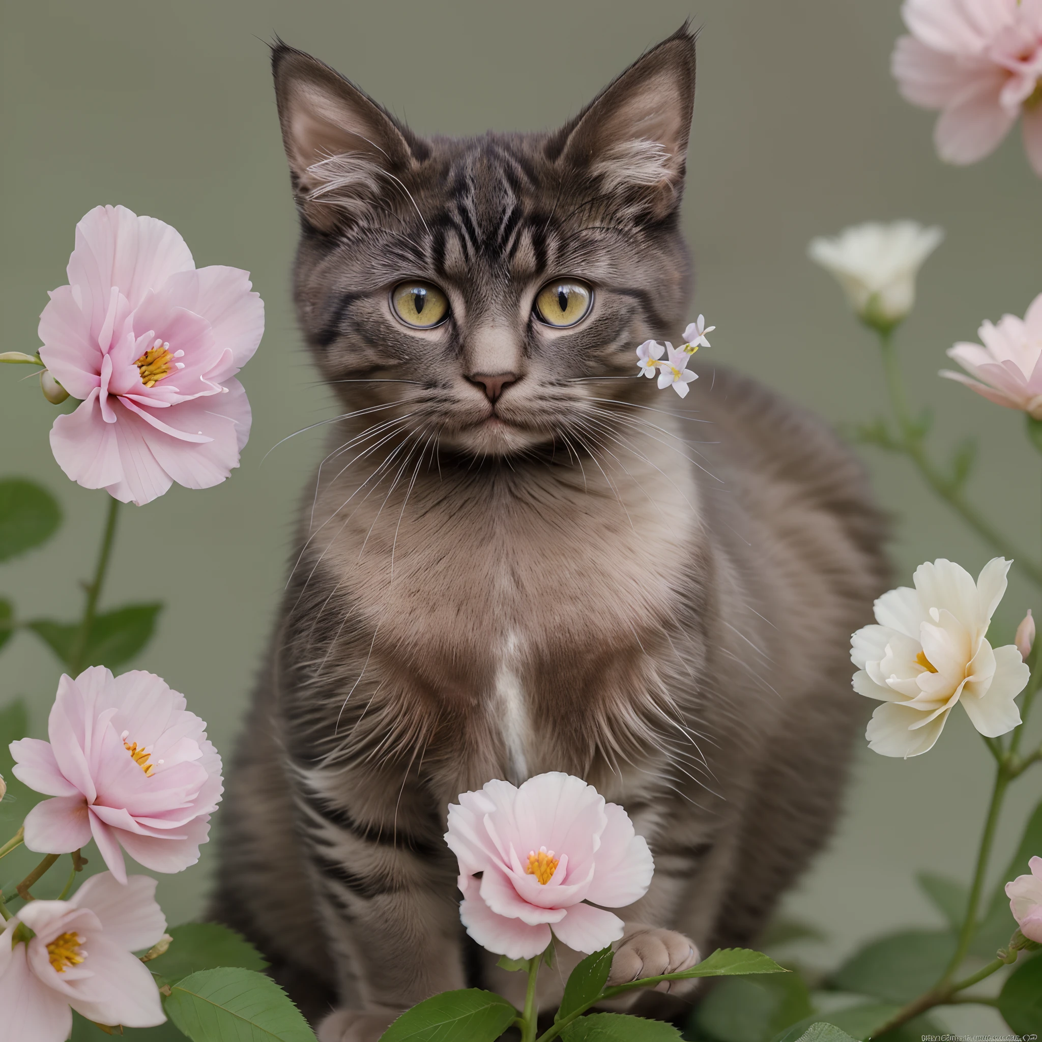 Beautiful Cat Photo High Resolution Macro 16K Flowers Background