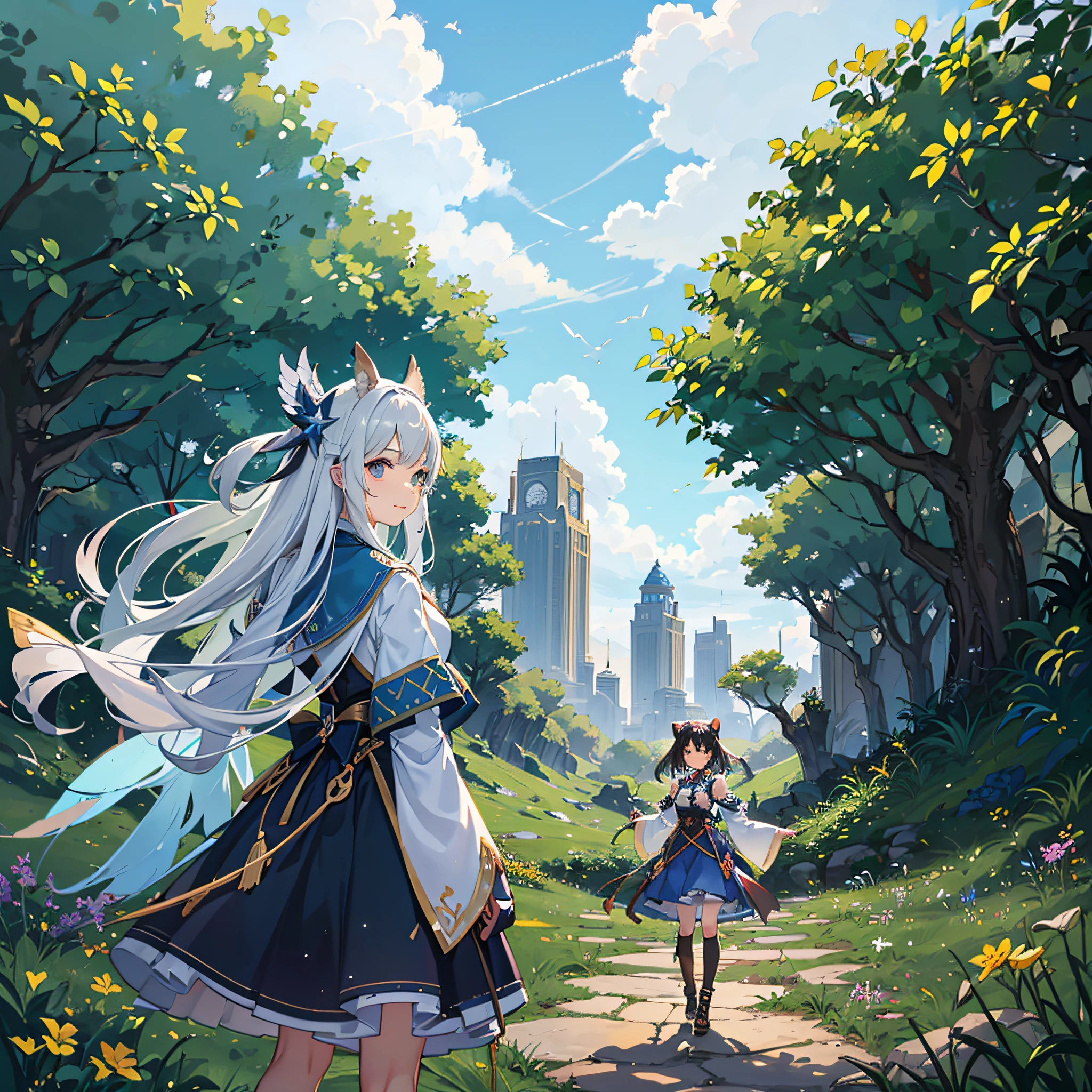 In the vast steppes, Blue sky and white clouds reflect the green lawn, Eta、A cute girl stands in the middle of the picture. Her eyes sparkle with curiosity and adventurous spirit, Smile at this mysterious world. In his hand, he holds a sword that emits a mysterious light, She was dancing on the lawn, Show off your sword dance skills.
In this surreal landscape, In the meadow々It is inhabited by mysterious creatures. Some creatures have feathers, Some have scales, Some flowers bloom in the steppes. They frolic in the grass, Run and have fun with the little girl. In this fantastic steppe, Each creature has its own unique charm.、It coexists harmoniously with its surroundings.
The whole scene is full of fun atmosphere, With the rays of the sun illuminating the lawn, Formation of mottled light and shadows. With the sword dance of the girl、The activities of the strange creatures around it are beautifully depicted, Like a prologue to a fantasy adventure. In a world full of imagination and creativity, The girl and her strange friends are、A nook of the meadow together in search of their own adventure々Explore up to.
This scene is、It has a unique style that blends reality and fantasy brilliantly. The strange creatures of the steppe and the sword dance of the girl、Add endless charm to this world, People on this adventure full of fantasy々Immerse yourself in. In this fun environment, The girl and her friends、Embark on an exciting adventure to explore this mysterious and beautiful prairie world.