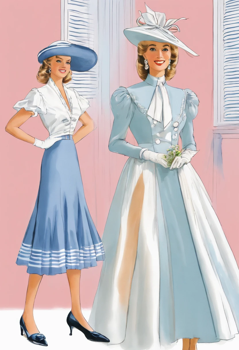 1980s style, Princess Grace's day dresses and skirt suits updated for the late 1980's with influences from Royal Ascot and  Princess Diana's royal wardrobe