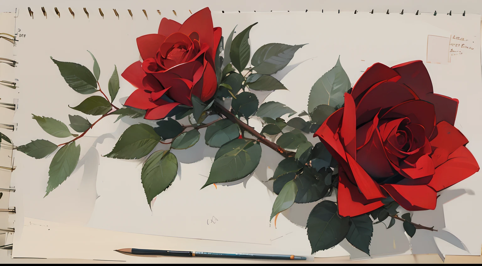 roses, diagrams, watercolor paiting, Textured, graphic, sketching, sketching, masterpiece, top-quality