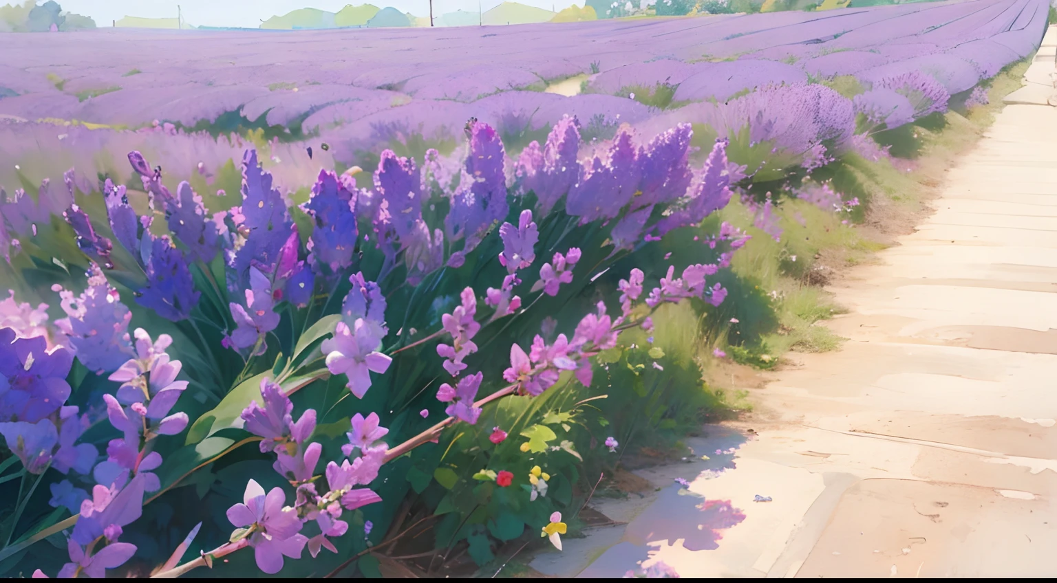 lavender, watercolor paiting, Textured, graphic, ​masterpiece, top-quality