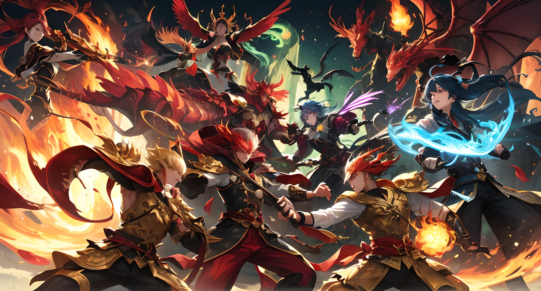 hearthstone card, front game card, from hearthstone, hearthstone card art, Card game, warrior, League of Legends character, League of Legends concept art, splash art, League of Legends splash art, official splash art, League of Legends art, League of Legends character art, League of Legends , League of Legends Splashart, skill power, concept art, best quality, detailed, best quality, high quality, High details, A close-up of a menu with a fantasy adventure theme background, Dungeons & Dragons RPG concept fantasy art and various icons, game interface, game interface, Game HUD, Game UI asset design, UI board, item art, Game icon asset, stylized game icon, Game style Hearthstone color, HUD health bar, PC screenshot, game screen, detailed screenshot, no volcano, game overlay, ...png, NO PREVIEW, A game-based battle card，To have various attributes such as：wind, fire, lightning, Dark Earth, gold, Wood, water, ice。Other systems make their own edits。   In the heart of a raging volcano, A magnificent vision unfolds. A majestic red dragon emerges from the burning depths, suas escamas cintilam com um calor intenso. The dragon's wings extend wide, projetando uma sombra sobre a lava derretida abaixo. Seus olhos, Brilhando como brasa, They exude a sense of power and wisdom. The intricate details of its scales and the sharpness of its claws are a testament to its strength and beauty. The flames that dance around your body create a mesmerizing display of light and color. This artwork captures the awe-inspiring presence of a red dragon in the middle of a volcanic eruption, uma verdadeira obra-prima que combina os elementos do mito e da natureza.  --ar 1:1--V 5.1 --auto --s2