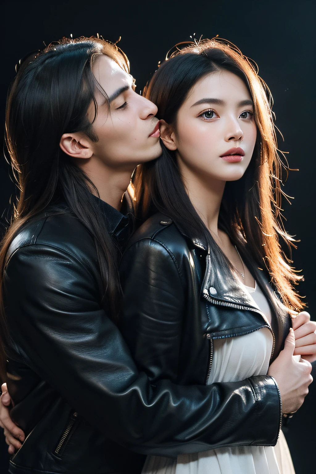 Two Handsome and Delicious Korean Men. 27 years old. K-POP IDOL. role model. Bblack hair. beautiful  face. beautiful mouth. Strong face. 耳环. makeup face. pale skin. SHIRTLESS. Black Calvin Klein boxers with waistband. aesthetics. muscled body. realisitic. sexy man. Gorgeous Man. white scenario. Conceptual Photos. Photo Shoots. kissing with tongue. 