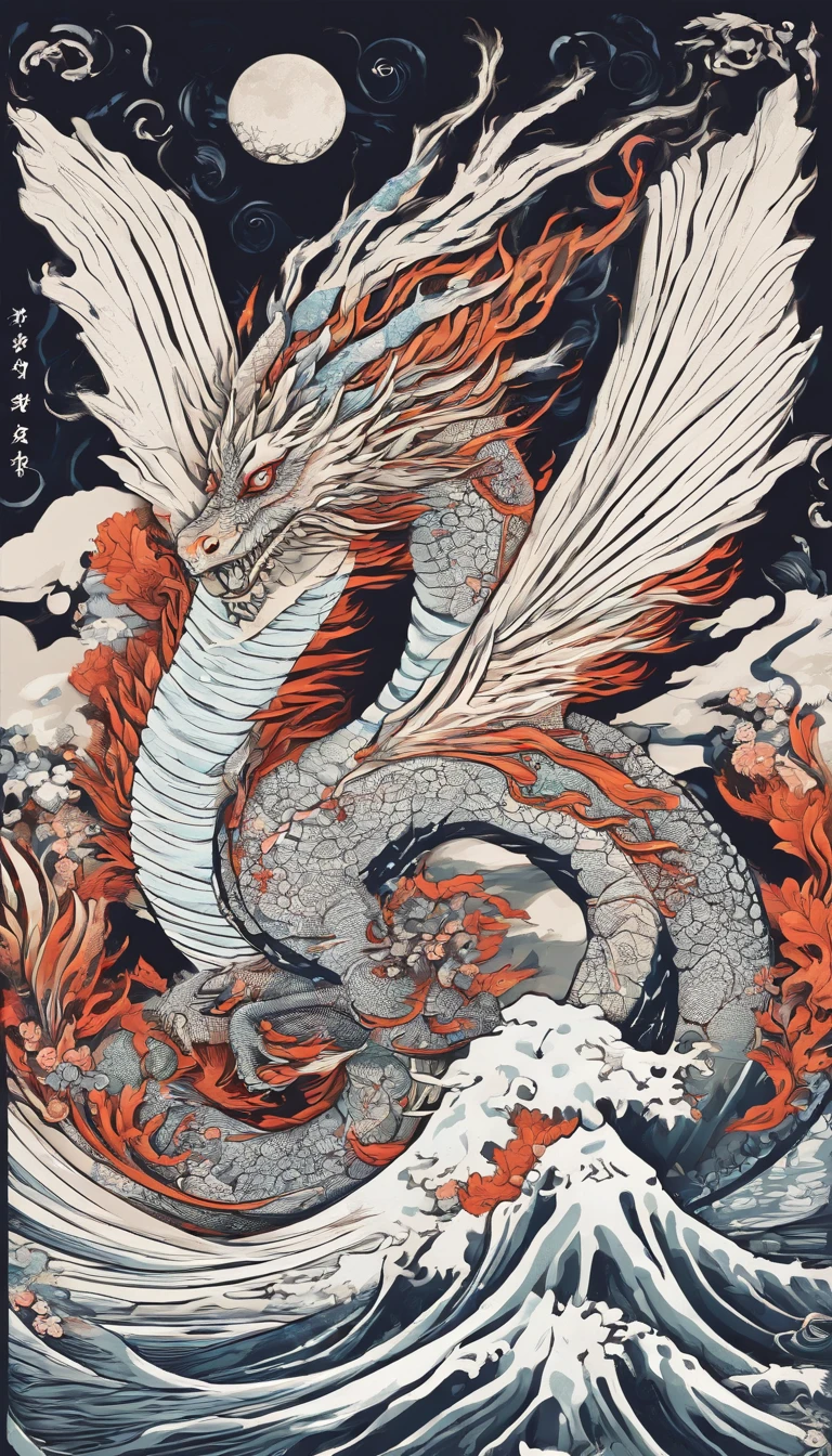 Design dragons inspired by nature and elements. Build a dragon that embodies the power of wind and water, with a flowing, Fluid lines and air, Gentle presence, T-shirt design.men