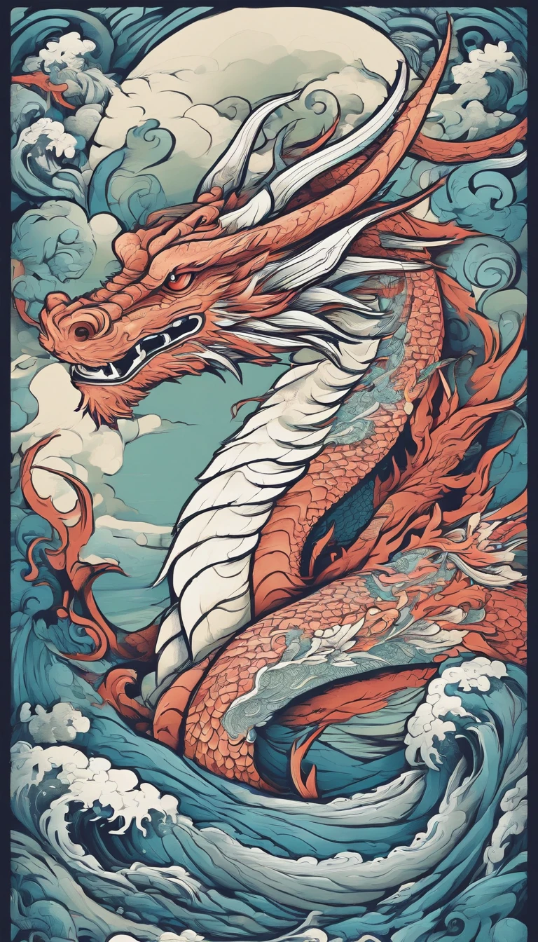 Design dragons inspired by nature and elements. Build a dragon that embodies the power of wind and water, with a flowing, Fluid lines and air, Gentle presence, T-shirt design.men