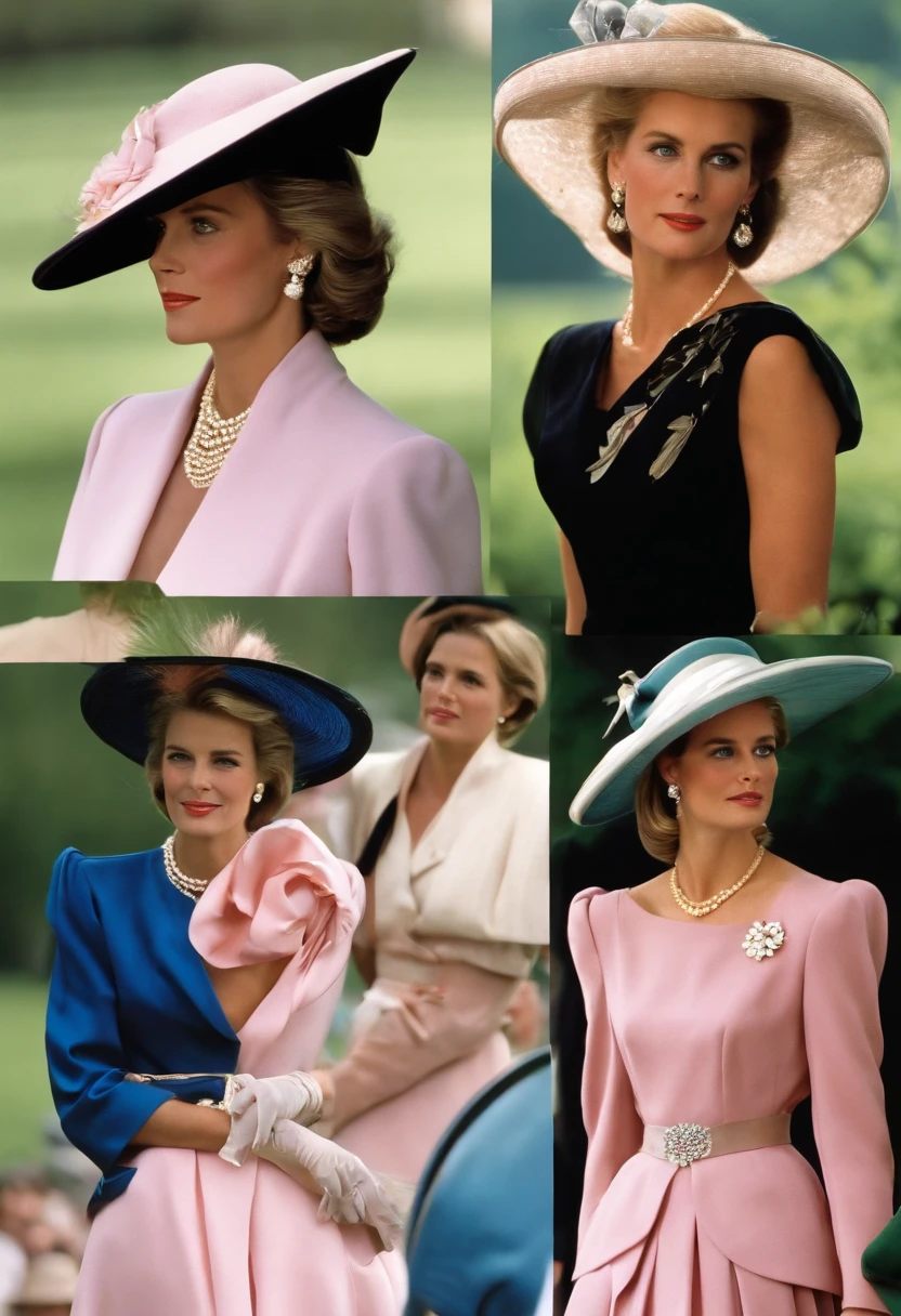 1980s style, Princess Grace's day dresses and skirt suits updated for the late 1980's with influences from Royal Ascot and Princess Diana's royal wardrobe