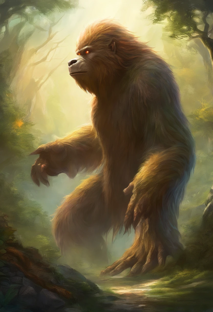 Turn Bigfoot with one eye, Mouth on the stomach, No face in T-pose, Front view, Side view, character design, fantastical creature, fantastical creature, art stations, high detal, Brazil, an eye, Mouth on the stomach, Monstrouso, Terrifying creatures