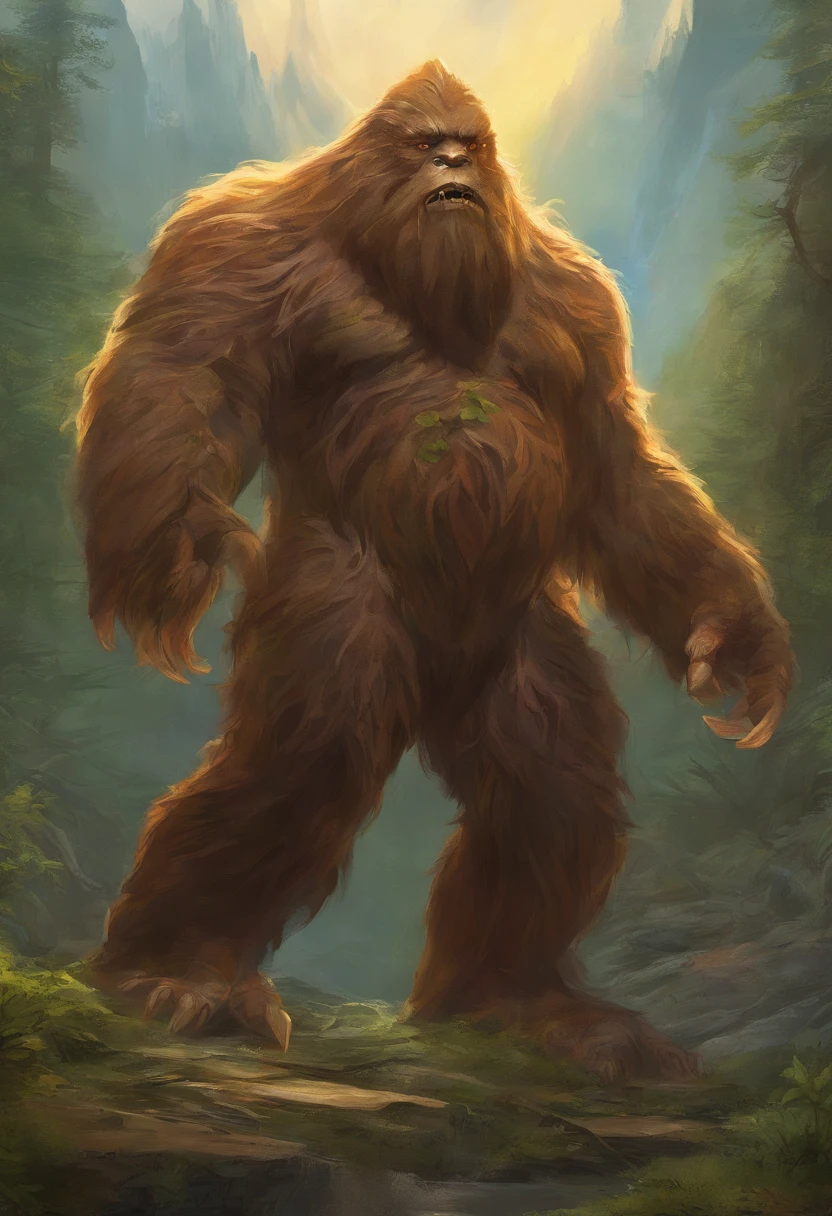Turn Bigfoot with one eye, Mouth on the stomach, No face in T-pose,  Front view, Side view, character  design, fantastical creature, fantastical creature, art  stations, high detal, Brazil, an eye, Mouth on the stomach, Monstrouso, Terrifying creatures