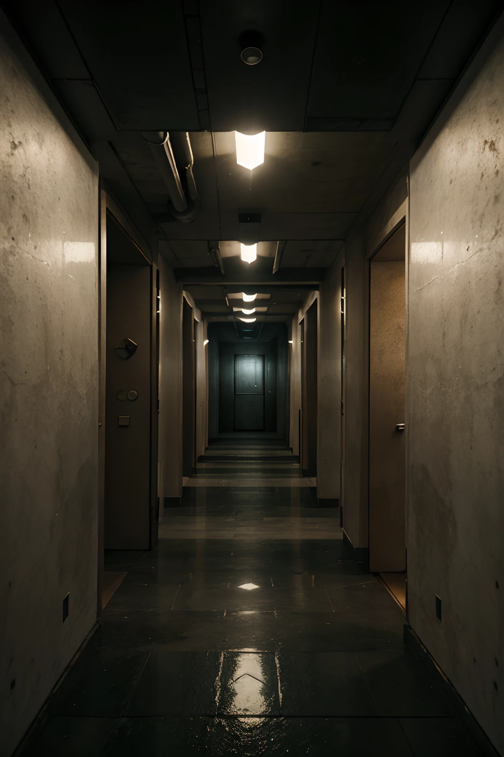 warm abyss, russian brutalism, realistic, utopian environment, small building, broad hallway through building, realistic light, bright ambience, human friendly