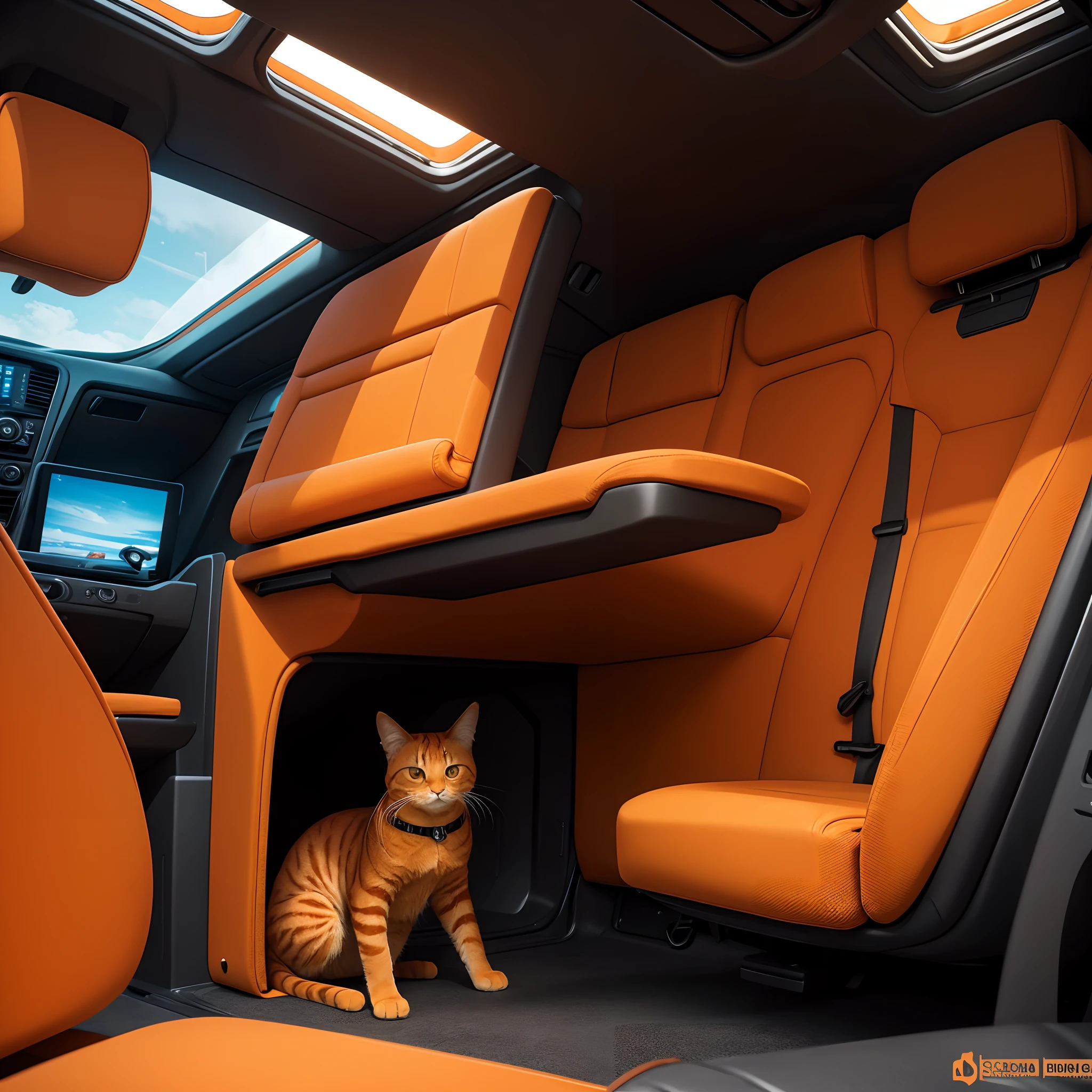 (masterpiece, best quality), best resolution, orange cat, spaceship interior