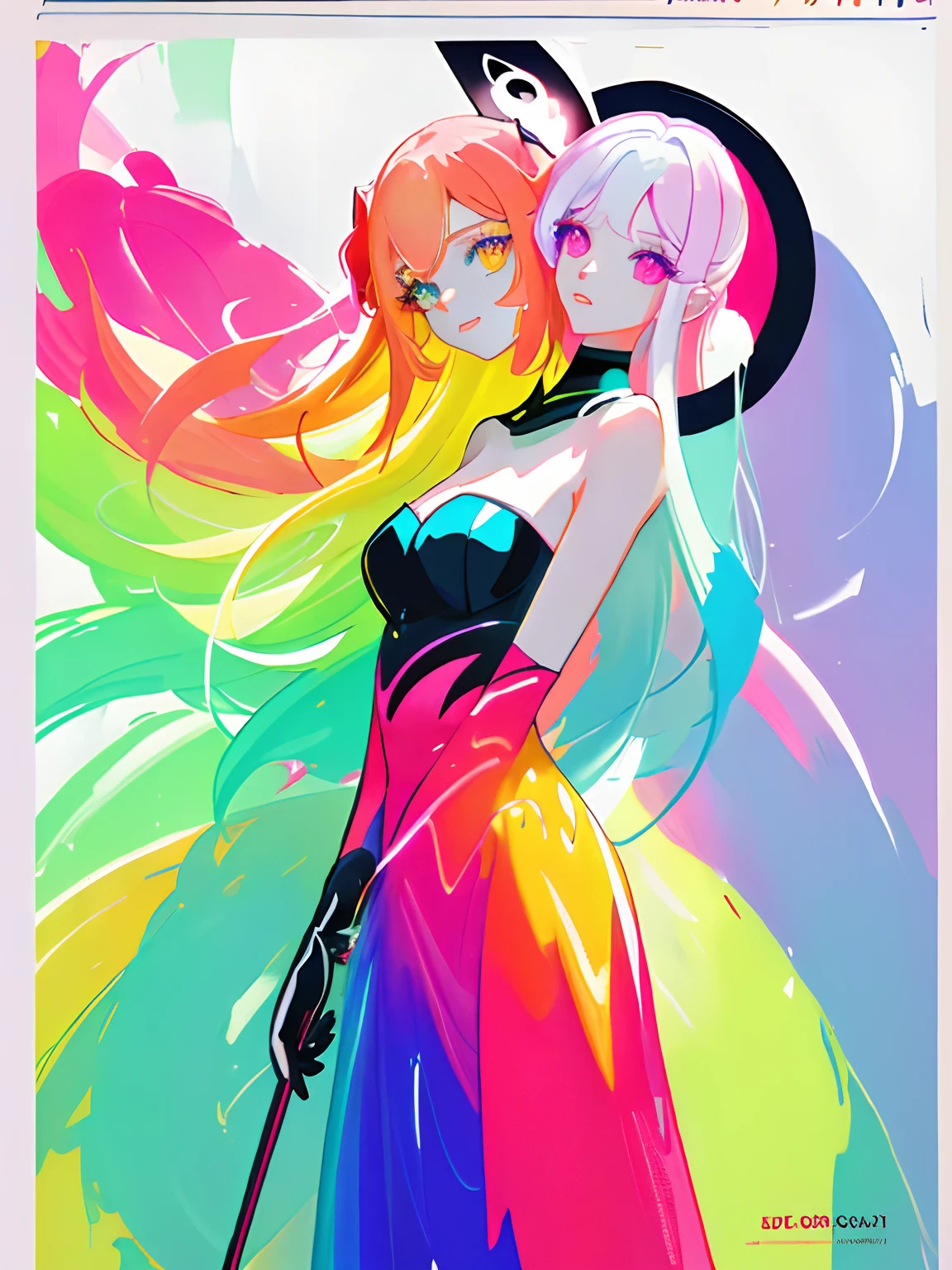 (masterpiece, best quality), best resolution, (2heads:1.5), 1girl, Woman with long light hair and bright makeup, perfect clear face, perfect anatomy, painting of a, Vivid neon ink painting, Vibrant digital painting, Vibrant digital art, colorful art, art of alessandro pautasso, vibrant cartoon art, jen bartel, colorful digital art, Colorful paintings, Colorful Digital Painting, Hypercolor Digital Art, Vivid paintings, Full-color digital art, colourful drawing, vibrant fan art