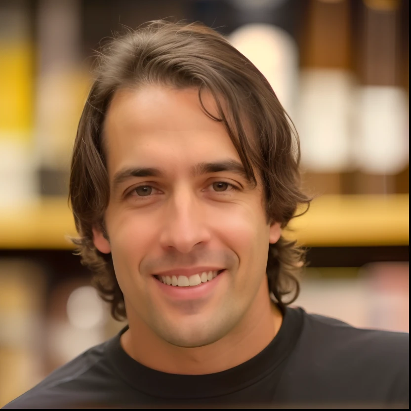 Homem arafed com cabelo comprido sorrindo em uma loja, Steve Buschemi, Marcos Silvestri, david rios ferreira, Miguel Pangrazio, marco bucci, marc simonete, Pepe Moreno, gui guimaraes, George Doutsiopoulos, Directed by: Felipe Seade, Leonardo Fioravanti placeholder image, Artur Bordello, Miguel Maurino