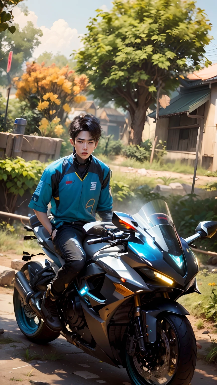 (hiperrealisme:1.1),(detail:1.2)8k,cyberpunk handsome korea boy, ((detail face)),realistic face,8k, ultra realistic, bokeh