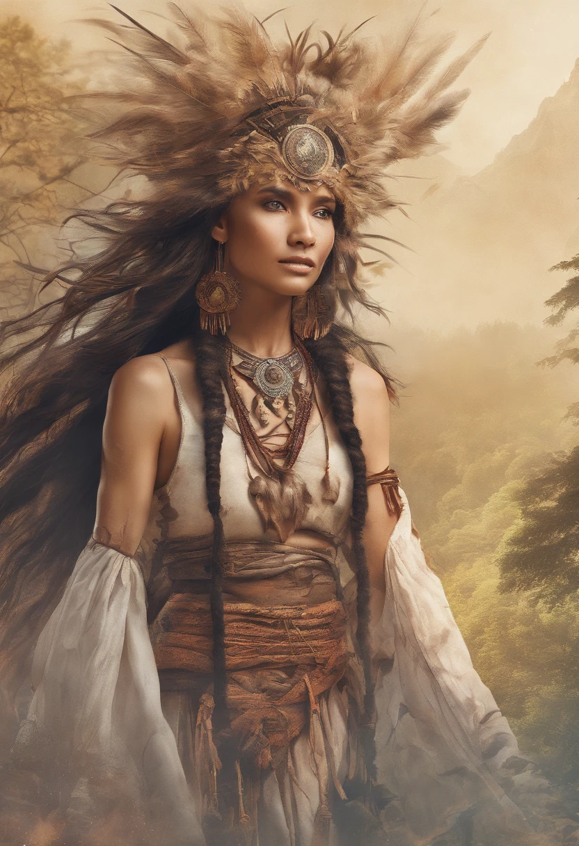 (best quality,4k,8k,highres,masterpiece:1.2),ultra-detailed,(realistic,photorealistic,photo-realistic:1.37),wilderness,primitive,people,traditional,tribe,in nature,beautiful detailed eyes,beautiful detailed lips,Wilderness landscape,tribal gathering,ancient customs,vivid colors,natural light,shamanic rituals,tribal tattoos,harmonious coexistence with nature,peaceful atmosphere,traditional clothing,ancient heritage,sacred bond with the land,connectedness with wildlife,wisdom of the elders,ritual dances,ancestral spirits,remote untouched landscapes,spiritual connection,whisper of the wind,raw natural beauty,untamed wilderness,untouched by modern societyiblings,serene expressions,enduring strength,simplicity of life,traces of time,profound solitude,ancestral wisdom,groundedness and tranquility.
