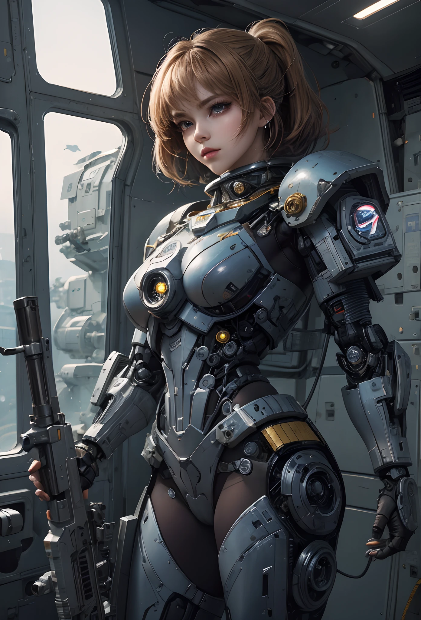 ((Highly accurate drawing in every detail)Extremely precise depiction)[High resolution],(detailed illustrations,とてもfineで緻密な描画,Delicate drawn lines with tempo,Realistic texture expression),[color traced main line],(space battlefield [Space Mobile Fortress]),[solo],HENTAI (((ANIME) BIONICGirl) Beauty  ((muscular) [Plump])) (Astronauts Cyborg) [space marines military [MASCHINEBODY]],bandolier javelin [[firearm machine gun bazooka] saber rifle ][[rocket pack]],zero gravity front,gravure [[white devil] [space battle]] battle damage,[retro future],(intricate and beautiful decoration [Dense detail]),(Fine and beautiful skin expression [transparency]),((Precisely drawn eyes))[完璧な目のdetailed((Beautiful eyes like jewels)Iris drawn in precise detail)[clearly drawn pupils]],[eye light[Pinpoint lighting for the eyes]],[long and beautiful eyelashes],[precisely drawn hair [美しく艷やかな髪のdetailed]],(完璧な手のdetailed [Beautiful fingers with no damage [beautiful nails]]),(perfect anatomy(perfectly balanced proportions))[[full body portrait]],[[Highly constructed design]][ideal color coordination(Accurate simulation of light and material interactions)],([precision detail](detailed,高fine)),[Visual art that tells a story],((highest quality)fine[[High density drawing]])(4K quality).