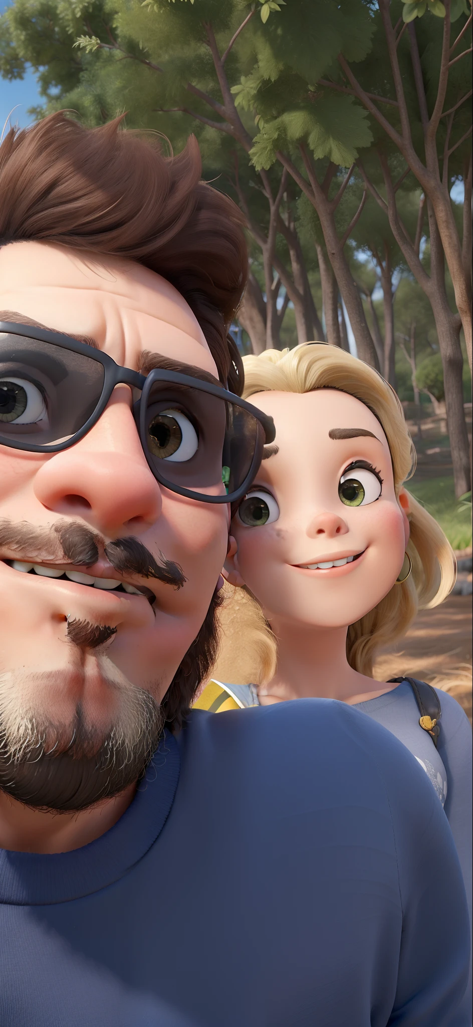 Obra-prima, de melhor qualidade, Diney pixa poster 3d. De um casal jovem no campo.