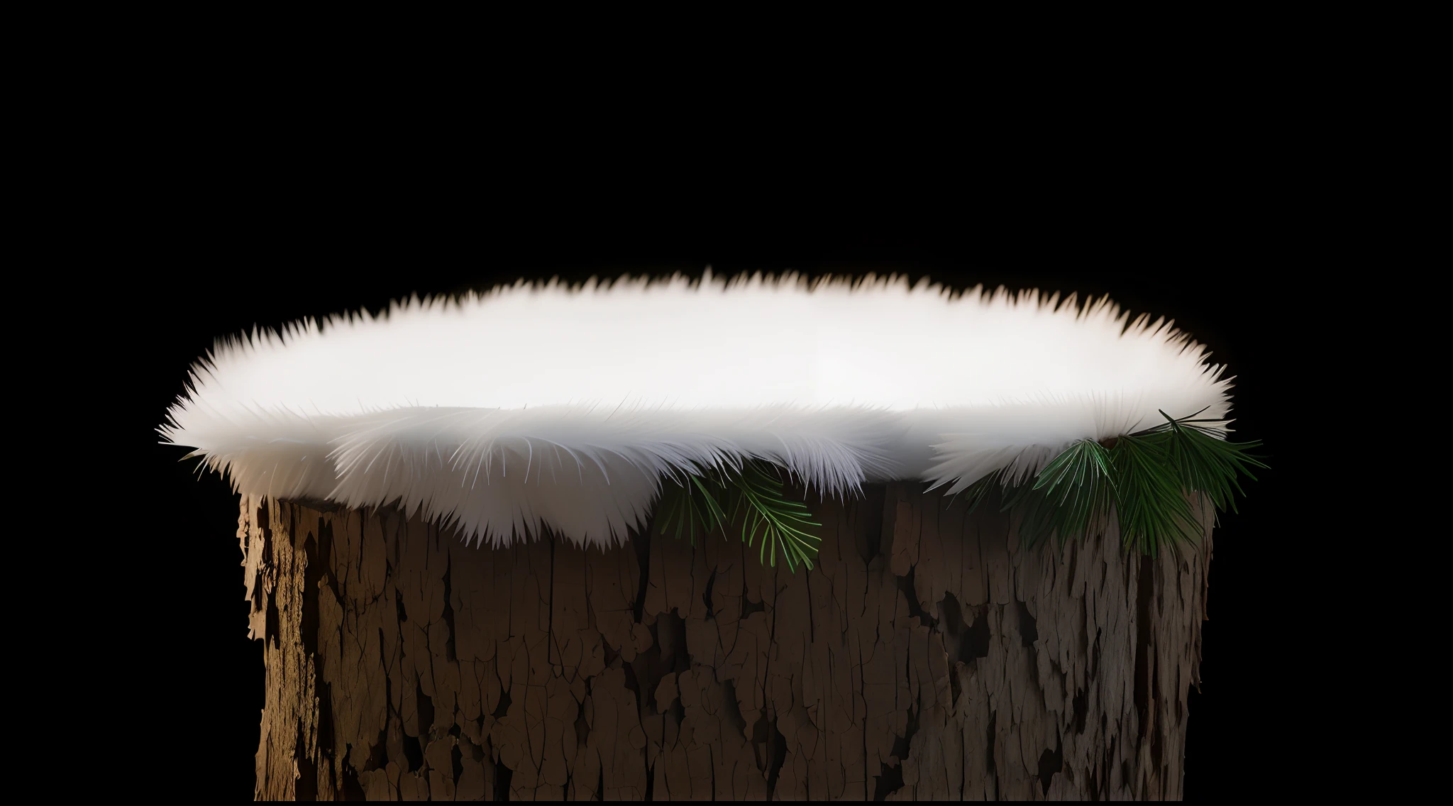 White fur,Pine leaves,Stakes,photorealestic,Cinematic texture,8K