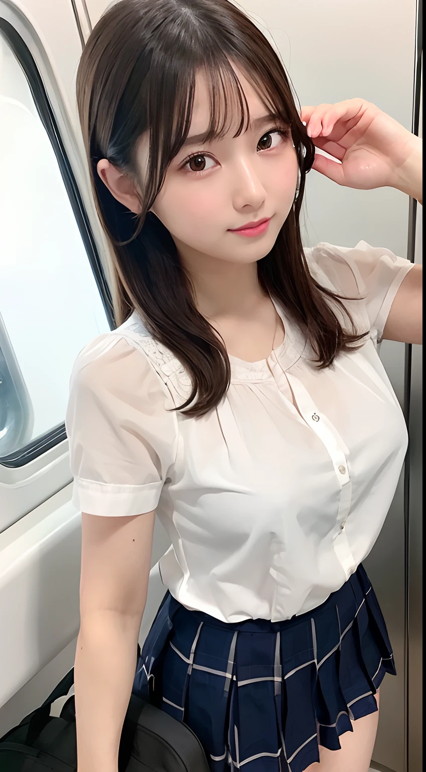 NSFW, (1girl, solo:1.4),
(16 years old:1.4),
long hair,
black hair,

BREAK
beautifuly detailed school uniform,
school uniform,
barefoot, short sleeves, school bag,
(wet, sweat, bra visible through blouse :1.2),

BREAK
(at morning, Inside train:1.3),
(standing, against wall, close to viewer:1.2),
(from above , breasts focus , close up breasts :1.3),

BREAK
masterpiece, best quality, ultra-detailed, illustration, natural lighting,
beautifuly detailed kawaii japanese face,
beautifuly detailed red eyes, glowing eyes,
beautifuly detailed gleaming skin,
curvy, large breasts, parted lips ,