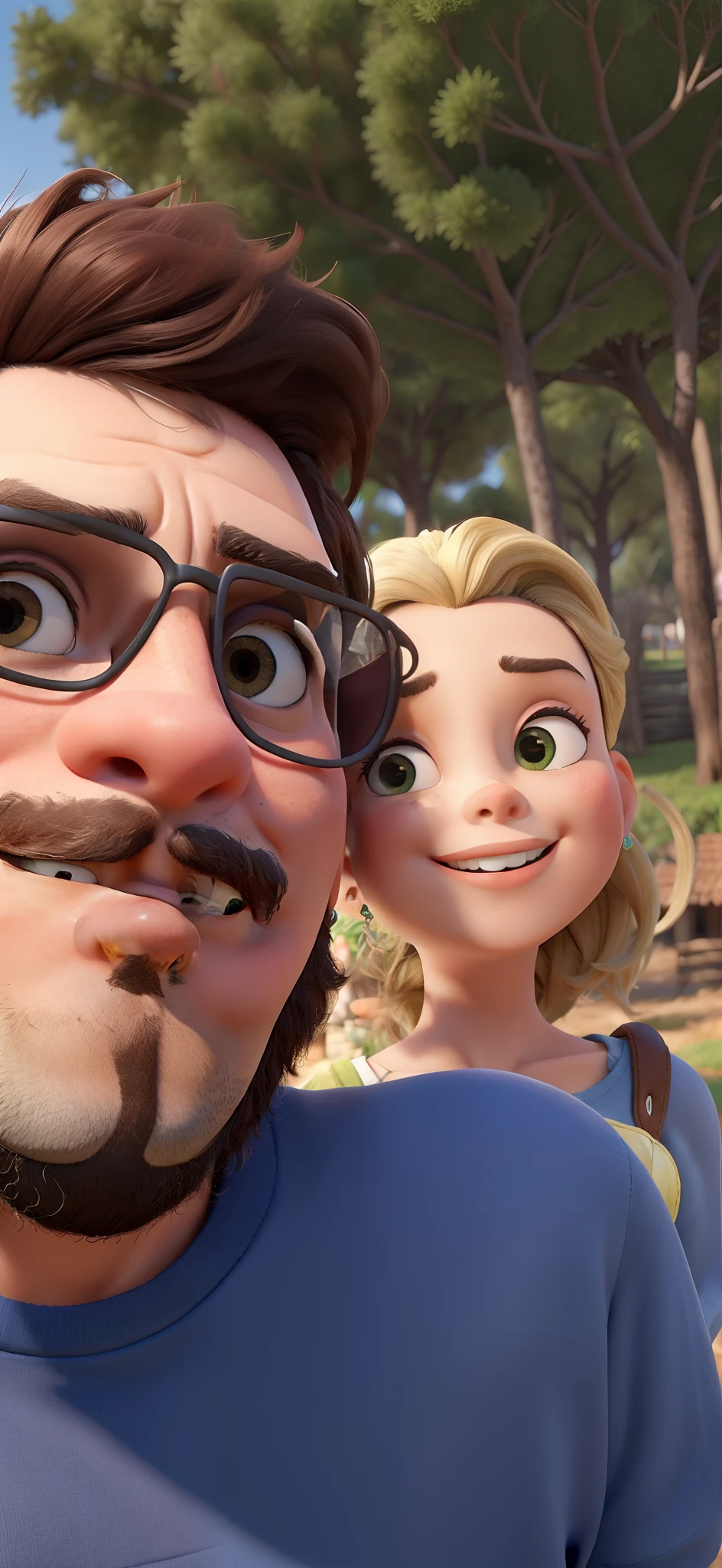 Obra-prima, de melhor qualidade, Diney pixa poster 3d. De um casal jovem no campo.