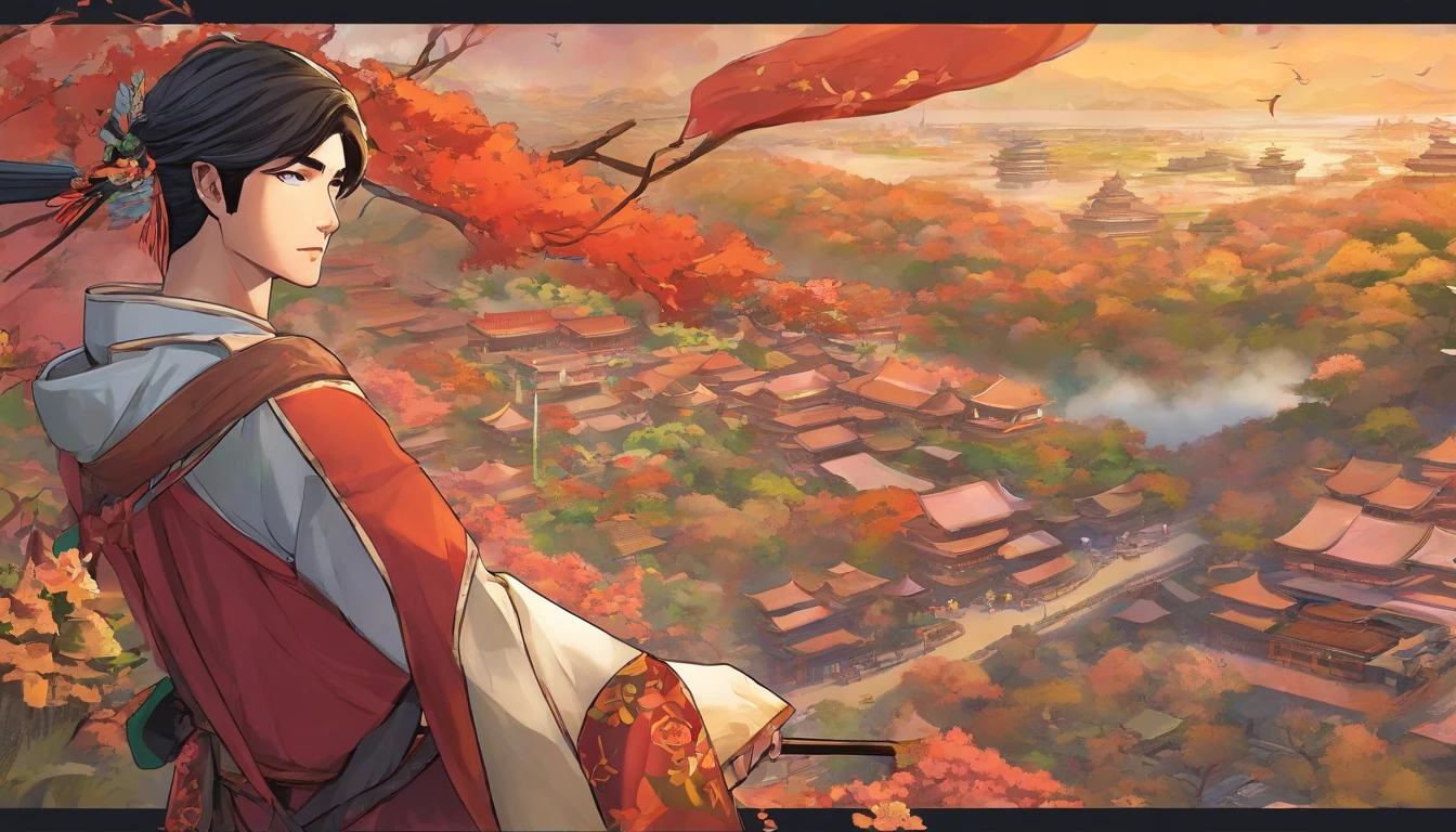 Best quality, Masterpiece, 超高分辨率,,Highly detailed,Masterpiece,Asian male,in a panoramic view,Bow and arrow competition,Archery competition,On the sports field,There are a lot of people,wearing a hanfu,Square face,Deep eyes,Beard