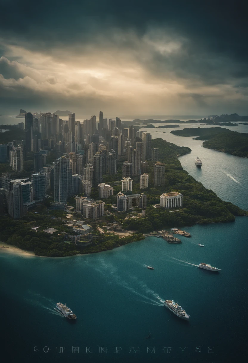 Atlantis、prosperity、Many people、big city、Big cities at sea、Urban islands
