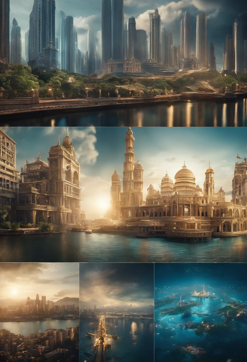 Atlantis、prosperity、Many people、Big city、A metropolis on the sea、Urban islands々、civilization、Super-Science City、advanced、