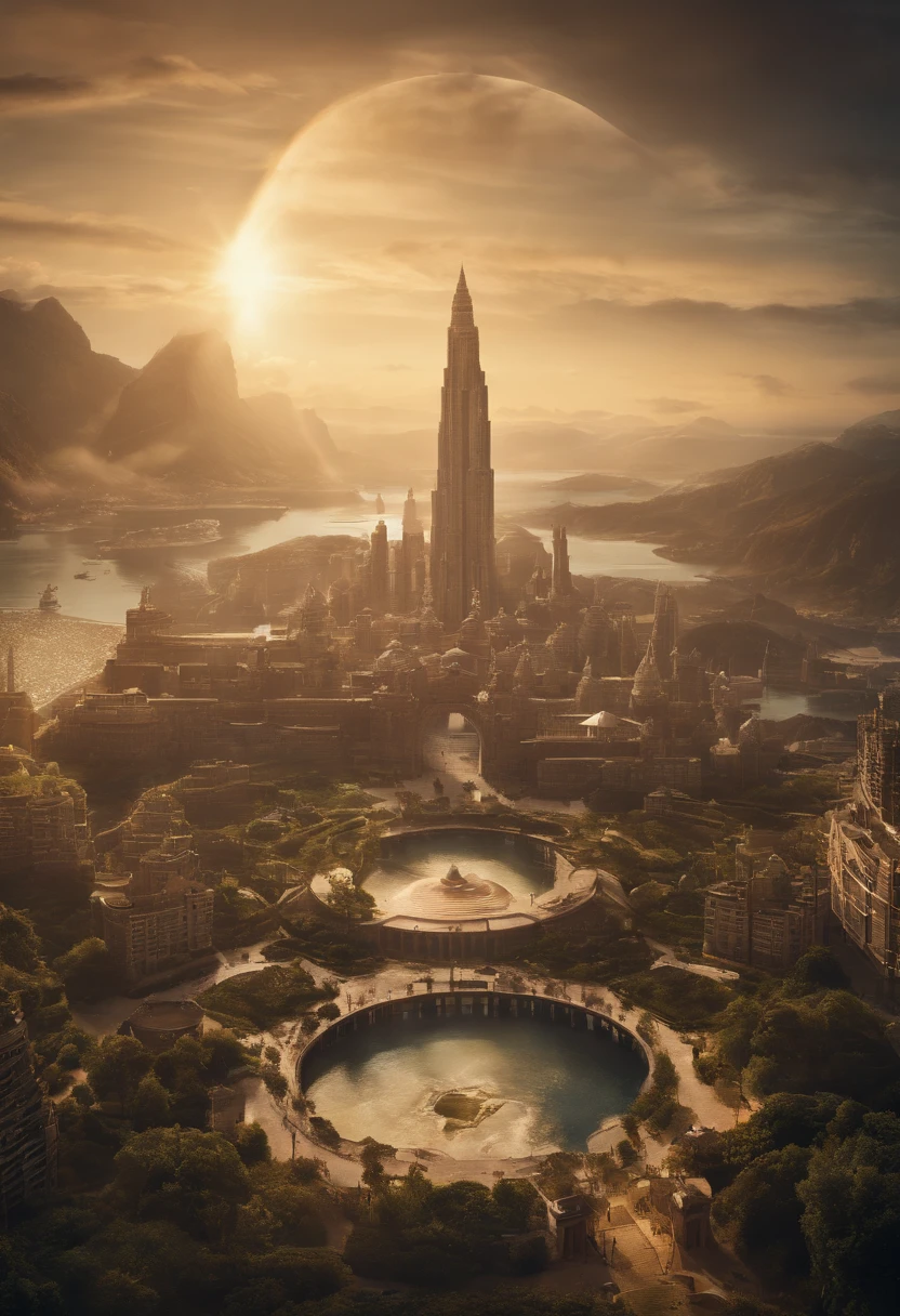 Atlantis、prosperity、Many people、Big city、Big city on the sea、Urban islands々々、civilization、Super Science City、Advanced、Ring-shaped continents、A metropolis spread out in concentric circles