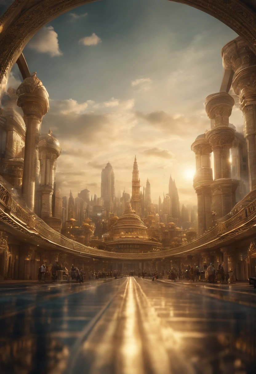 Atlantis、prosperity、Many people、Big city、Big city on the sea、Urban islands々々、civilization、Super Science City、Advanced、Ring-shaped continents、A metropolis spread out in concentric circles