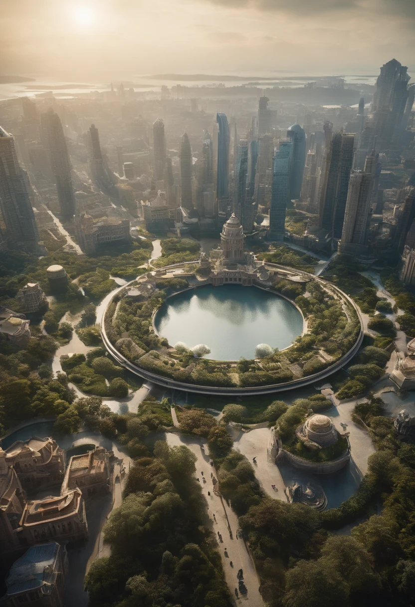 Atlantis、prosperity、Many people、Big city、A big city on the sea、Urban islands々々々、civilization、Super Science City、Advanced、Ring-shaped continents、A large city spread out in concentric circles