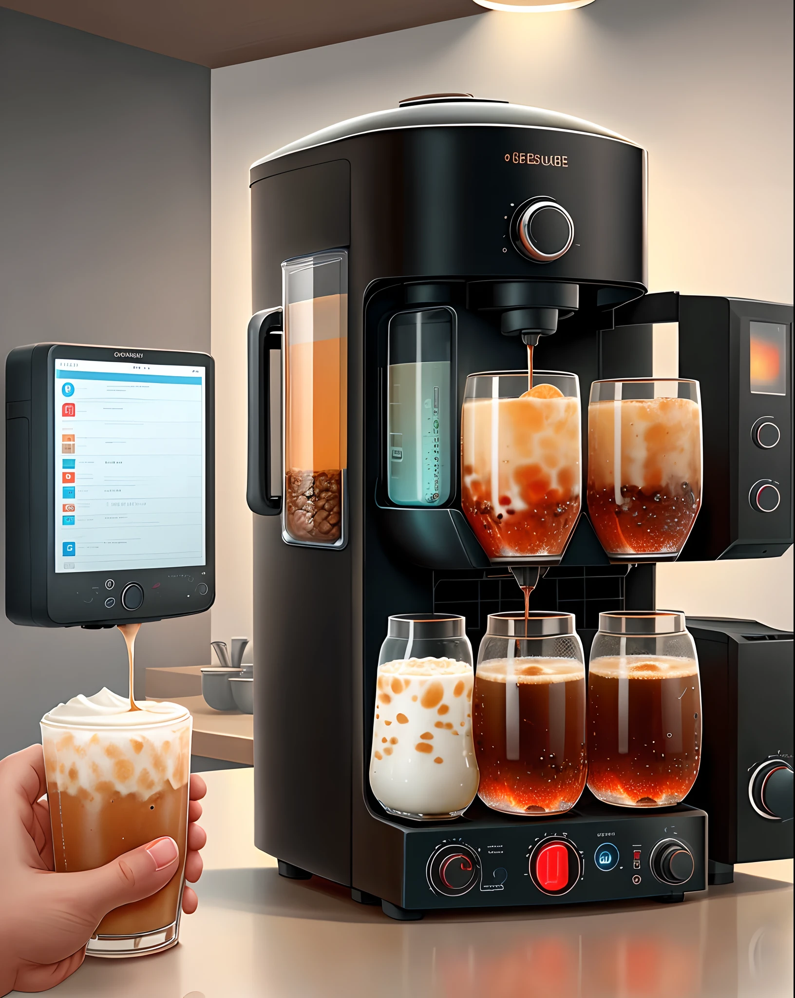 -Smarthome device
-can boil water , Team and coffee some and other drinks
-Voice and display controlled
-ZeitsteuerUBG also possible
—can make drinks at certain times, e.g.B zum aufstehen