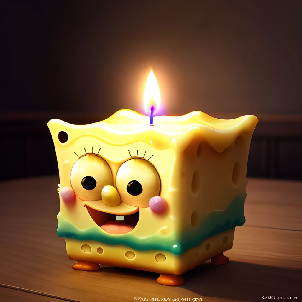 spongebob holding a candle