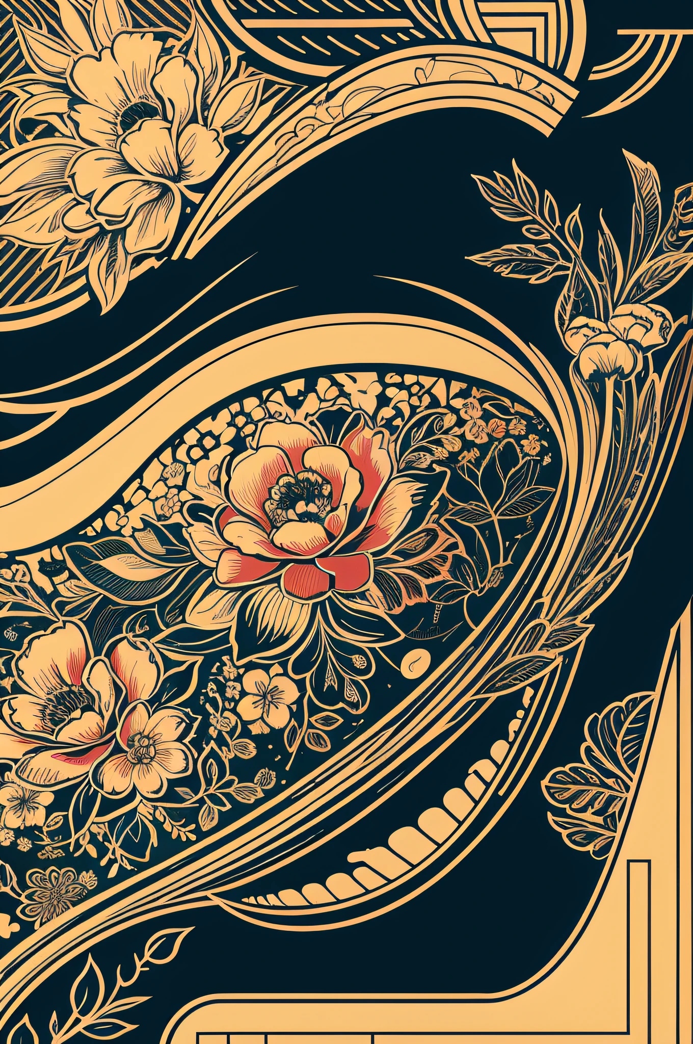 Close-up of the badge,florals, Line drawings, Patterns, Colorful, art-deco, Cultural and creative design, anime style, Gothic art, speed lines, scanlines,illustration,Visual communication design